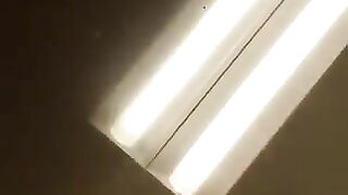 Babe lets piss flow on net stockings