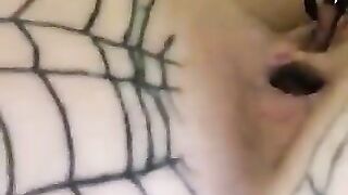 Girl forces finger full of shit into her ass