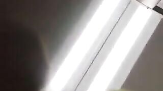 Babe squats with rope tied around ass