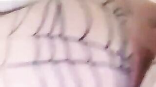 Slut deforms her asshole with extreme fishnet stockings