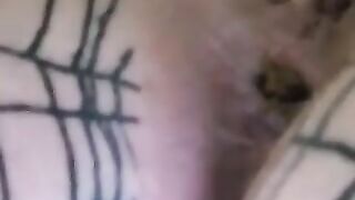 Girl is confined in fishnet stockings while shitting on herself