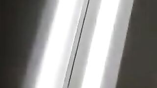 Girl in stockings squats and takes a huge shit in her panties