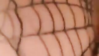 Girl in stockings squats and takes a huge shit in her panties