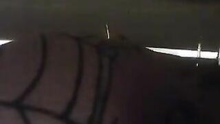 Dirty slut fills her fishnet stockings with piss