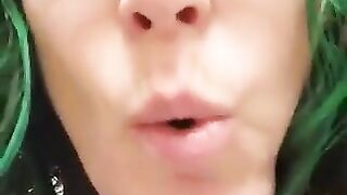 Green haired milf poops