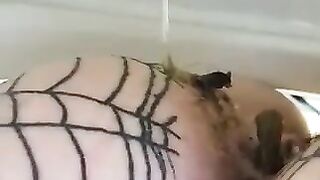 Nerdy milf and hard poop