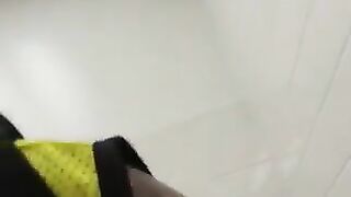 Beautiful mature lady in glasses pooping pov