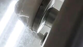 Beautiful mature lady in glasses pooping pov