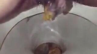 POV shitting closeup