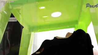 Dirty Asian girl pooping on slave