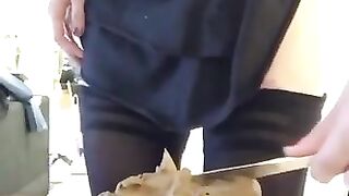 Stunning round ass girl pooping closeup