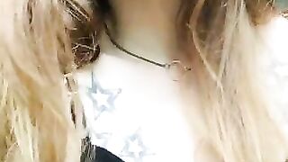 Hungry blonde wife eating shit
