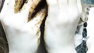 Hungry blonde wife eating shit