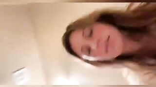 Nerdy cute girl toilet poop