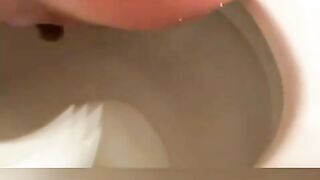 Nerdy cute girl toilet poop