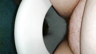 Fat hairy pussy wife poops at home
