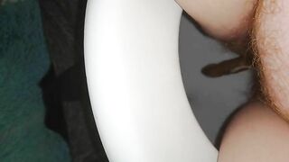 Amateur hairy wife poops at home