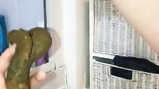 Very long hard turd in the hand