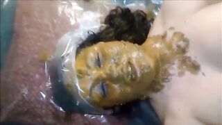 Busty wife with messy shit face