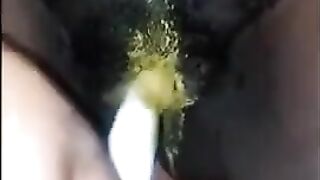 Dark pooping booty and dildo