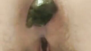 Girl shitting  very  constipated  turd