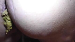 Yellow shit and hot pee closeup