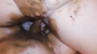 Nasty mature bicth covered in shit getting banged hard
