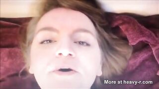 Seductive brunette girl eating shit