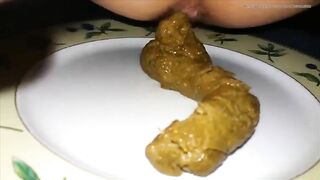 Yellow tasty poop on the plate