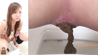 Brown head Japanese gal caught pooping