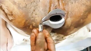 Smearing that asshole while taking cock