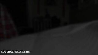 Cute brunette girl in eye mask masturbates and poo