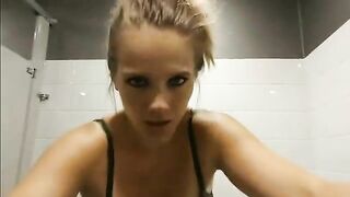 Blonde babe pissing and pooping in hot closeup