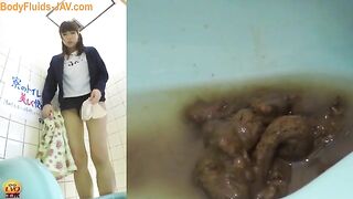 Cute Jap teen babe pooping messy load