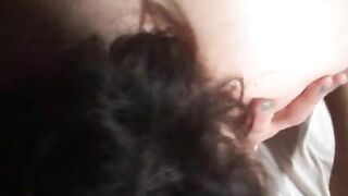 Hot lovely brunette wife enjoying scat session