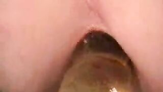 Girl eats a big load of shit from her ass