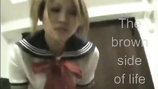 Cute Japanese schoolgirl love teasing and pooping