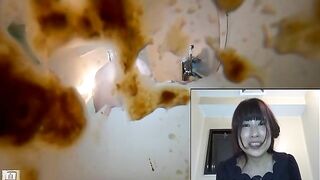 Girl eats shit off the floor and plays with her piss