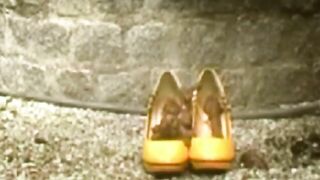 Outdoor poop on her shoes