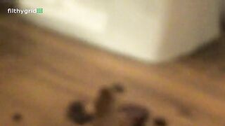 Tattooed babe shits in home