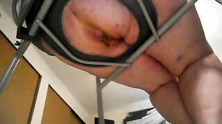 BBW lady teasing and pooping from a chair
