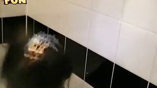 Kinky Asian slut enjoying smearing cock session