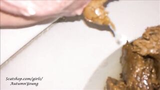 Hard sticky poop in the toilet