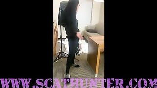 Girl in blue jeans squats and takes a huge shit in supermarket aisle