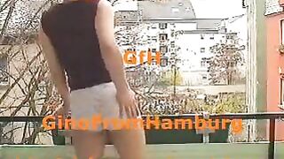 Panty poop in the balcony