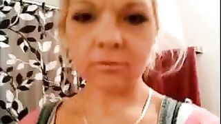 Blonde housewife heavy pooping in white panties