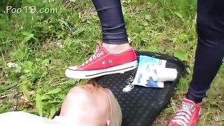 Hot babe and shitty slave