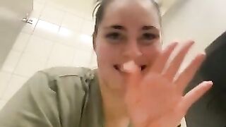 Chubby slut shitting in her bathroom