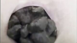 Cute lady with tiny ass pooping nicely