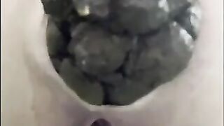 Cute lady with tiny ass pooping nicely